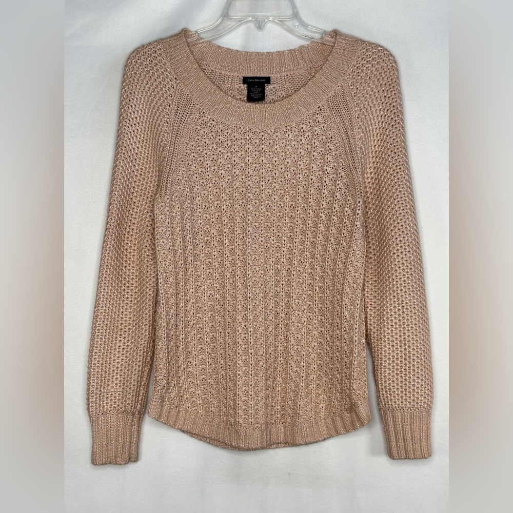 Calvin Klein Jeans Women's Knit Sweater Metallic Blush Y2K Sz M‎